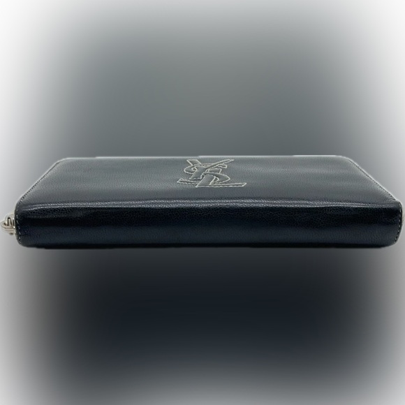 Yves Saint Laurent YSL Black Patent Leather Wallet White Accents & Box Rare - Picture 12 of 15
